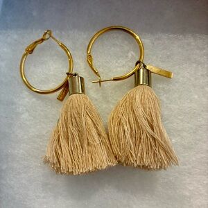 Mignonne Gavigan Gold and Cream Tassel Earrings